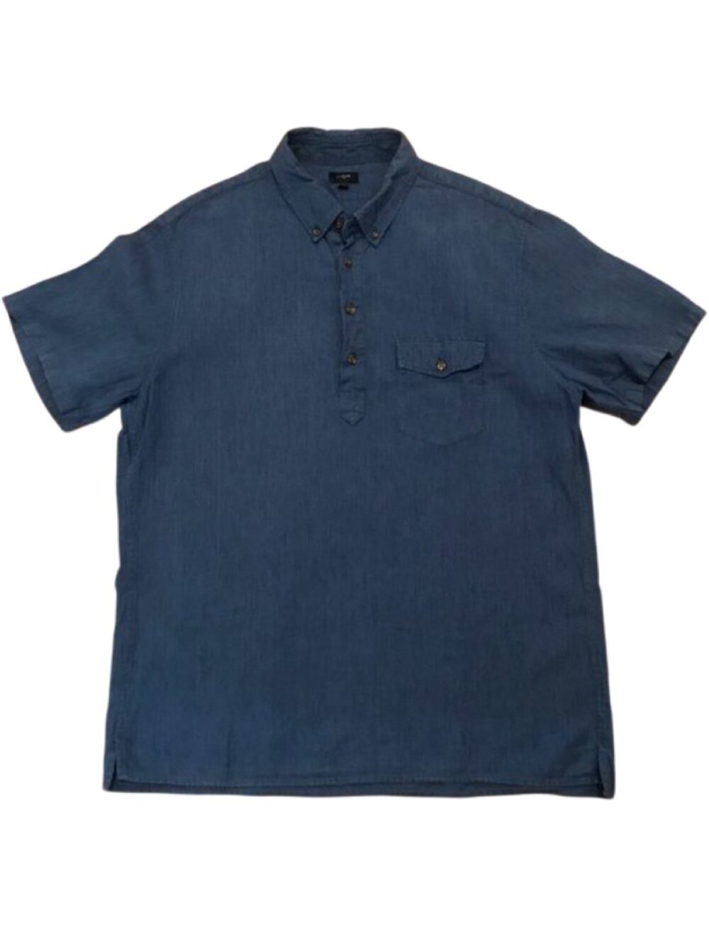 J. Crew Blue Linen Blend Short Sleeve Polo L